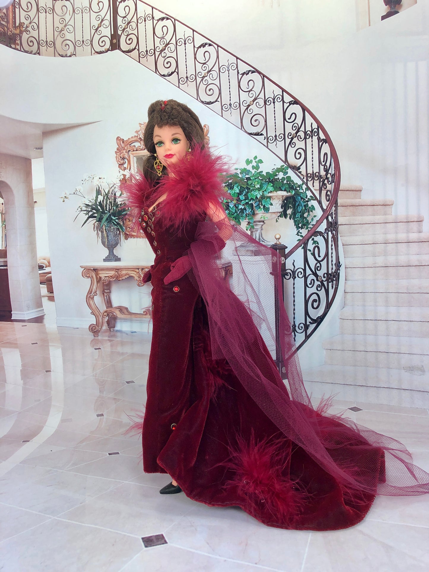 Barbie as Scarlett O'Hara “Gone With The Wind” Red Velvet Dress by Mattel Circa 1994