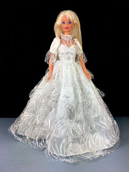 Vintage 1976 Blonde Hair Blue Eyes Barbie Doll White Lace Satin Dress – Enchanted Styles